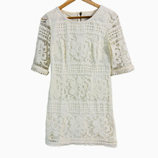 Sea New York White Dress Lace Overlay Sz 4 Dainty Romantic Boho Coastal XS