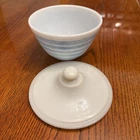 Vintage Pyrex Milk Glass Blue Strips Mixing Bowl 6” With Lid