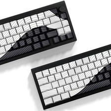 Tsungup PBT Keycaps,128 Keys Shine Through Side Print Keycaps 75 Black White