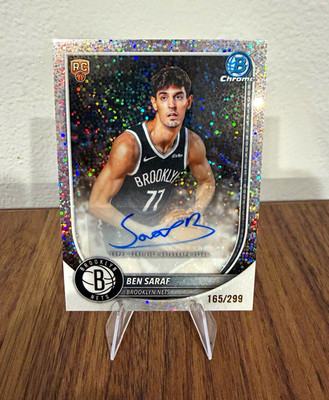 Topps 2025-26 Bowman Chrome Ben Saraf Nets RC Auto Speckle #BCA-BA /299