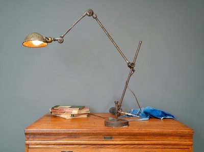 Antique OC White Lamp Industrial Drafting table light articulating arm Vintage