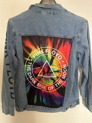 NWT PINK FLOYD DARK SIDE OF THE MOON JEAN JACKET Rue21 Unisex Sz L Tie Dye Rock