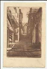  LAGO DI COMO BELLAGIO 1932 VIA SERBELLONI PITTORE A. G LEONE BELLA CARTOLINA 