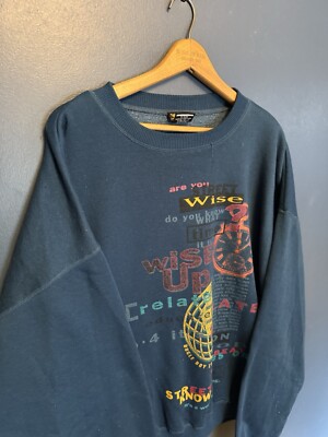 Vintage 90 s Bugle Boy Street Knowledge Hip Hop Sweatshirt Size Large Teal