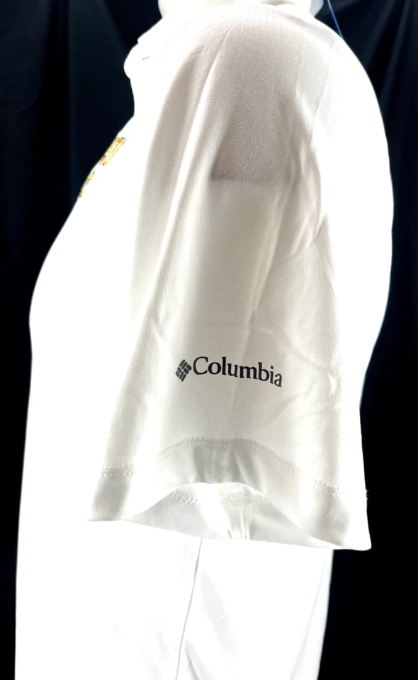 全新 WVSU 黄色夹克 哥伦比亚高尔夫 Omni-Wick Polo 白色衬衫 男式 M — 第 3/4 张图片