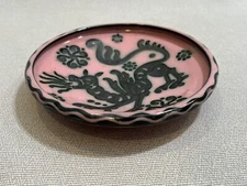 Antique Rare Italia Majolica Giuseppe Matricardi Ascoli Piceno Dragon Pink Plate