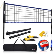 Portable Volleyball Set w/Net System & Volleyball Ball/Pump for Backyard, Beach