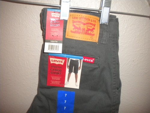 Levi's Youth Boys Size 7 Flex Stretch Adjustable Waist Gray Cargo Shorts NWT - Picture 4 of 5
