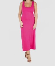 24seven Comfort Apparel Women Pink Racerback Maxi Dress Plus Size 1X