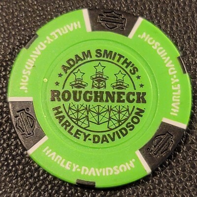 ROUGHNECK HD ~ TEXAS (Neon Green/Black Design 1) Harley Davidson Poker Chip