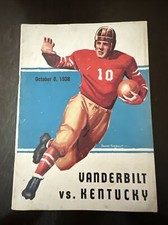 1938 vintage college football program Vanderbilt vs University Of Kentucky