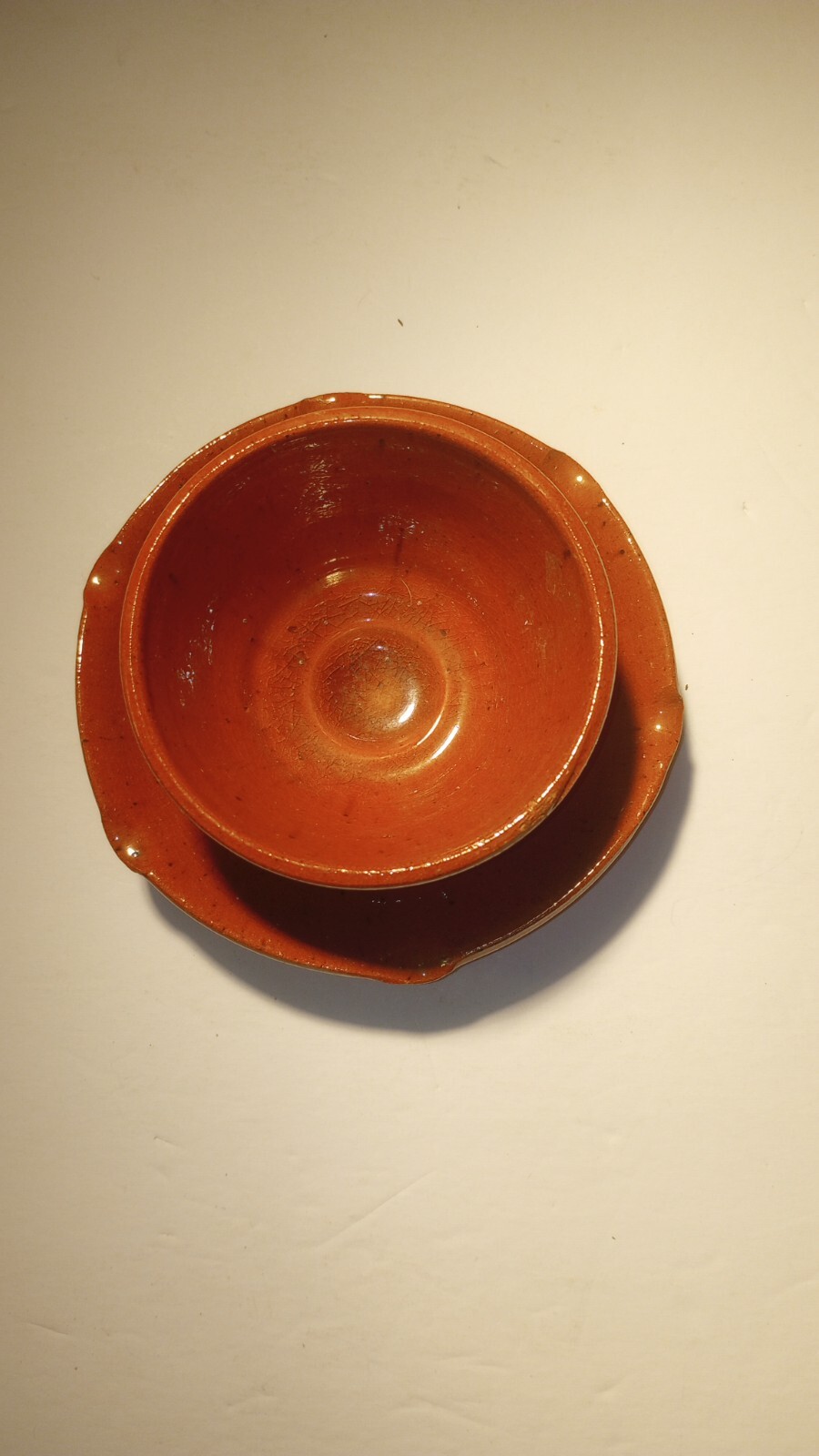 Jugtown Ware Pottery 1993 Orange Speckled Vase/Flowerpot/ Bowl/Cup - Pinched Rim