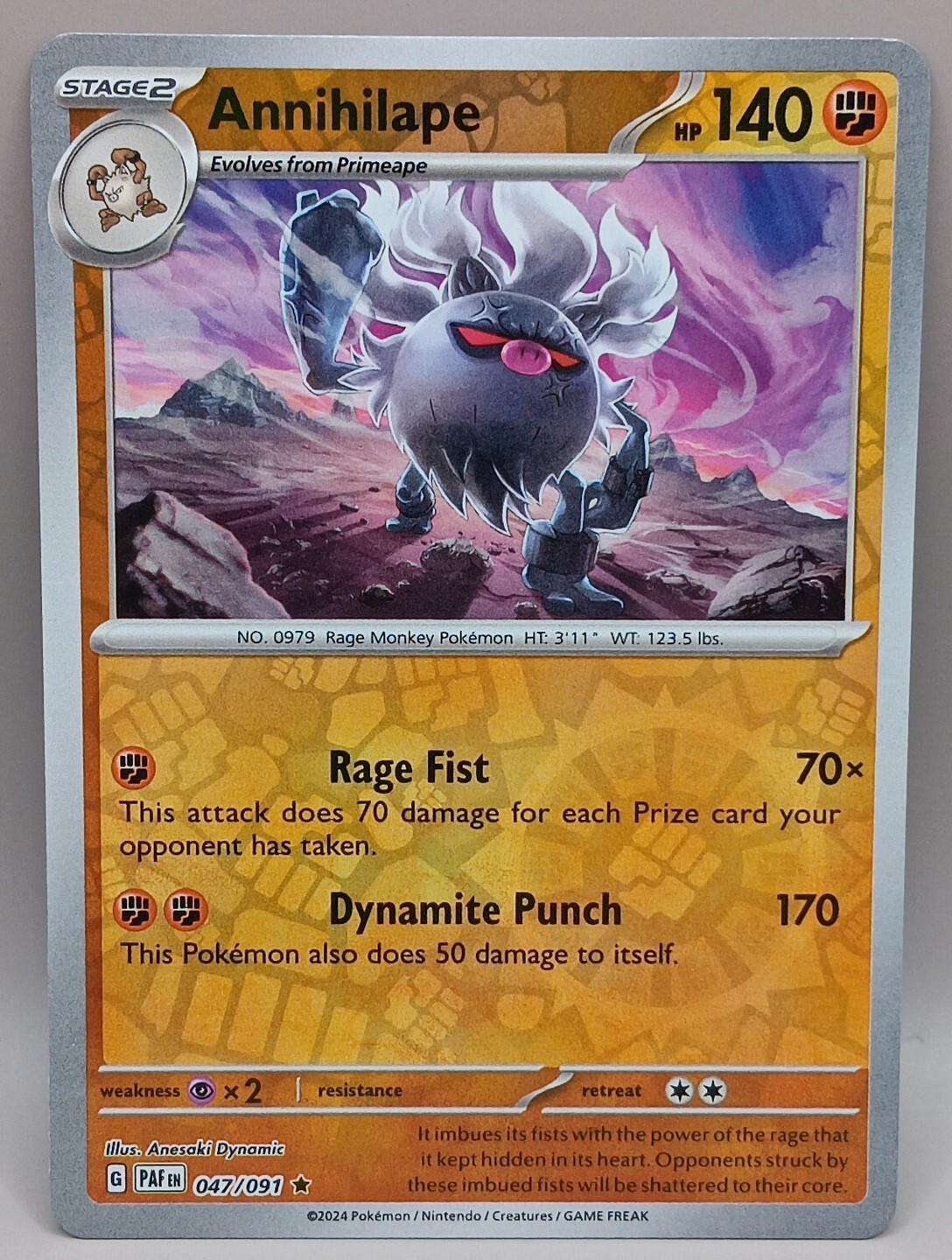Pokemon - Annihilape - 047/091 - Reverse Holo Rare - Paldean Fates - NM/M