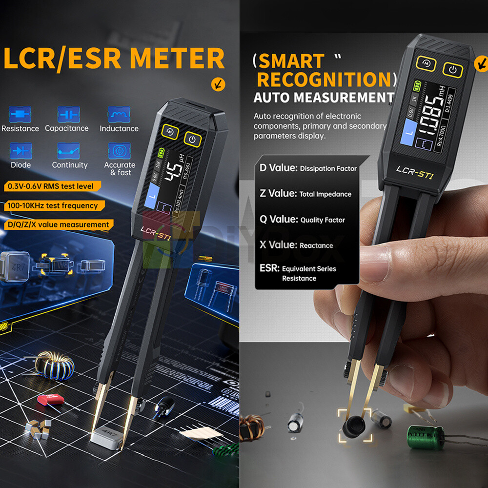 FNIRSI LCR-ST1 Digital Bridge Meter LCR Meter Tweezer Ohm