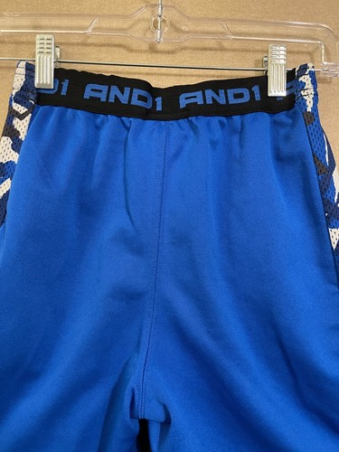 And1 Basketball Shorts Boy's Large (10-12) Black & Blue Elastic Waist Pockets - Picture 10 of 12