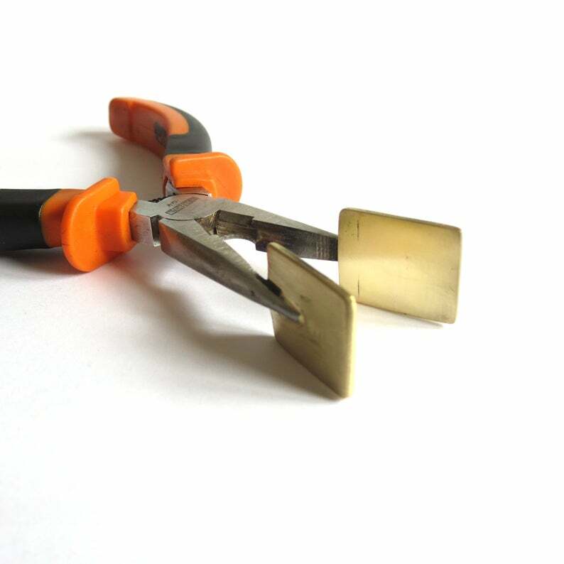 Flat Straight Lampwork Masher Pliers with Rectangle Brass Pads