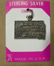 South Dakota .925 Sterling Silver Charm State Made in USA