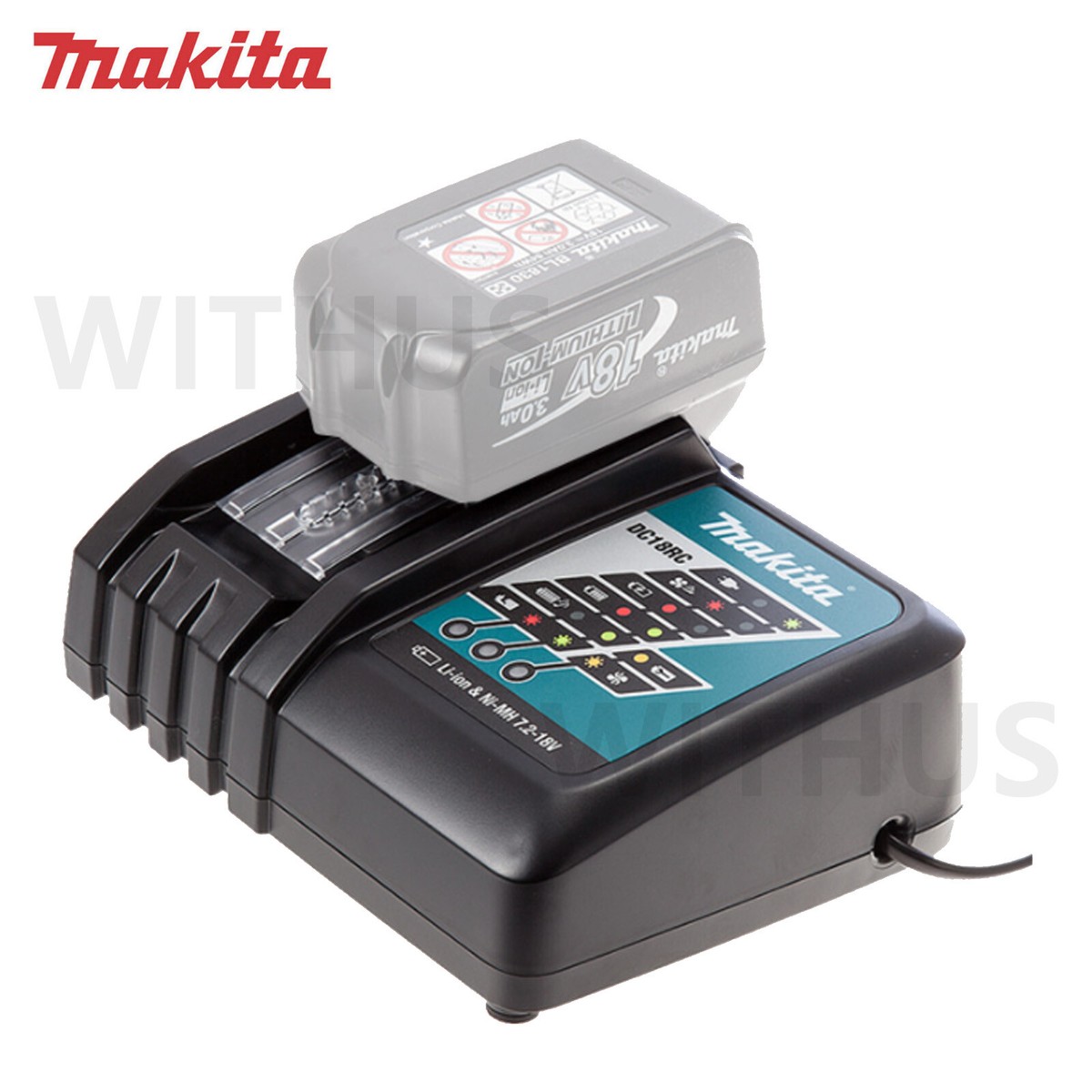 Makita - マキタ DC18RC Makita DC18RC Battery Charger, 7.2 to 18 V Input, 1.5 to