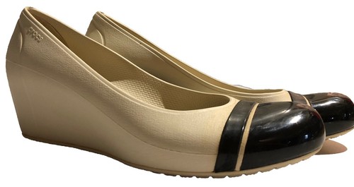 Cream And Black Crocs Wedge Heels Business Style Women’s 8