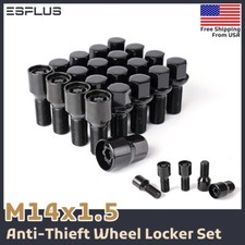 20x M14x1.5 Black Wheel Lock Lug Bolt Combo 28mm Shank Fit Volvo Am Bmw Maserati