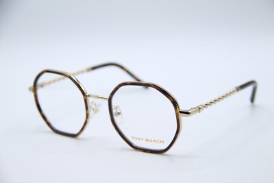 Tory Burch TY1075 Geometric Eyeglasses Tortise Gold Twisted Metal Temple NEW TORY BURCH TY 1075 3337 TORTOISE GOLD AUTHENTIC DESIGNER  main image 2