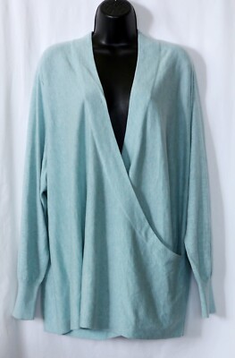 J. JILL Seafoam Ctn Blnd Crossover Front Swtr 47 In Chst 29 In Lng Sz 2X NWOT