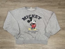 Women s Disney Mickey Mouse Retro Gray H M Sz S Sweatshirt Long Sleeve