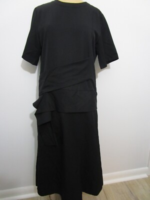 4 Philip Lim Avant Garde Asymmetric Drape Dress Short Sleeve Pocket