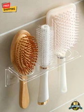 1 pc Wall-Mounted Acrylic Comb Holder – No-Drill Bathroom Storage Rack