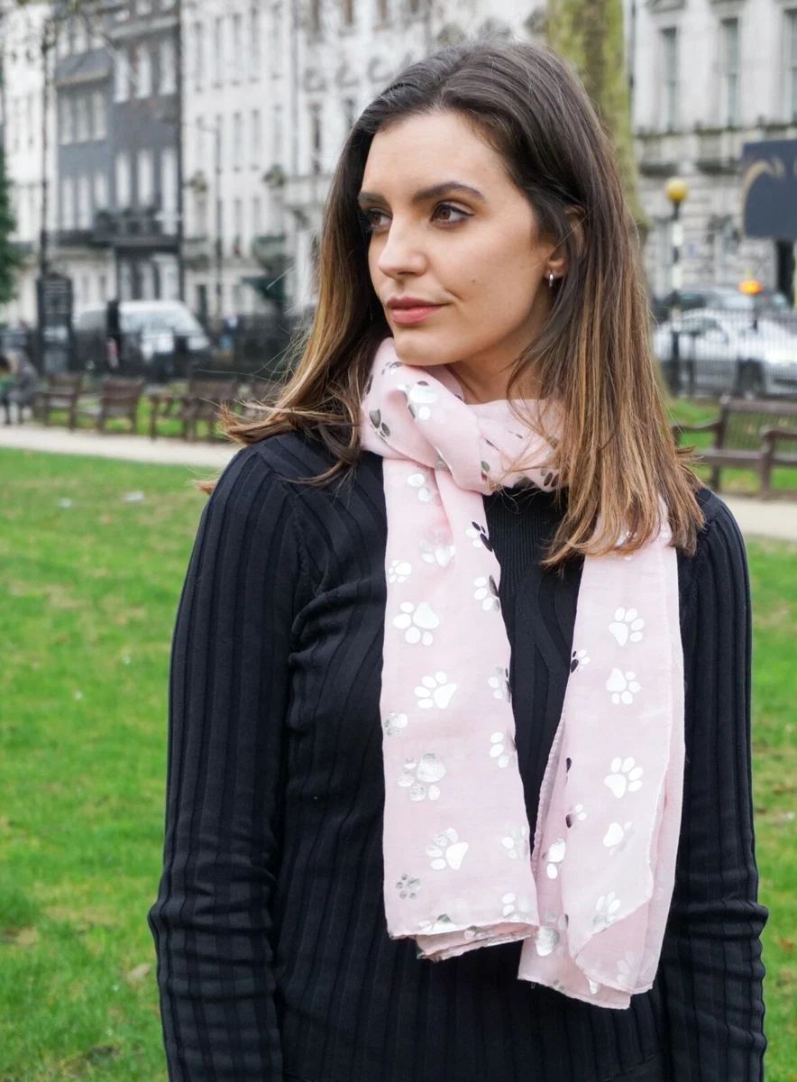 Pale Pink Paw Print Scarf / Ladies Lightweight Scarves Shawls Wraps | eBay