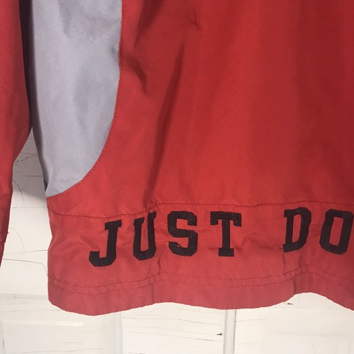 Nike Spellout Windbreaker Youth Hooded Jacket Red Gray "Just Do It" Size 6 Retro - Picture 5 of 23