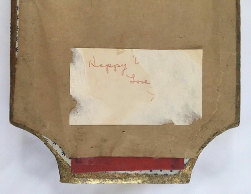 Framed Victorian Style Valentine Card Gold Bamboo Frame Silver Embossed Die Cut - Picture 5 of 5