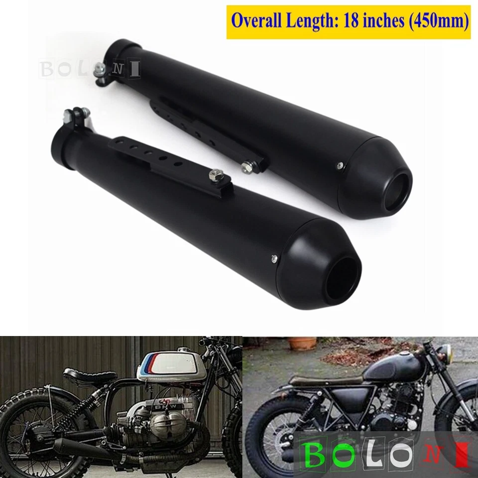 2 выхлопные трубы ретро для мотоциклов Harley Honda Yamaha BMW Cafe Racer Bobber - Изображение 2 из 4