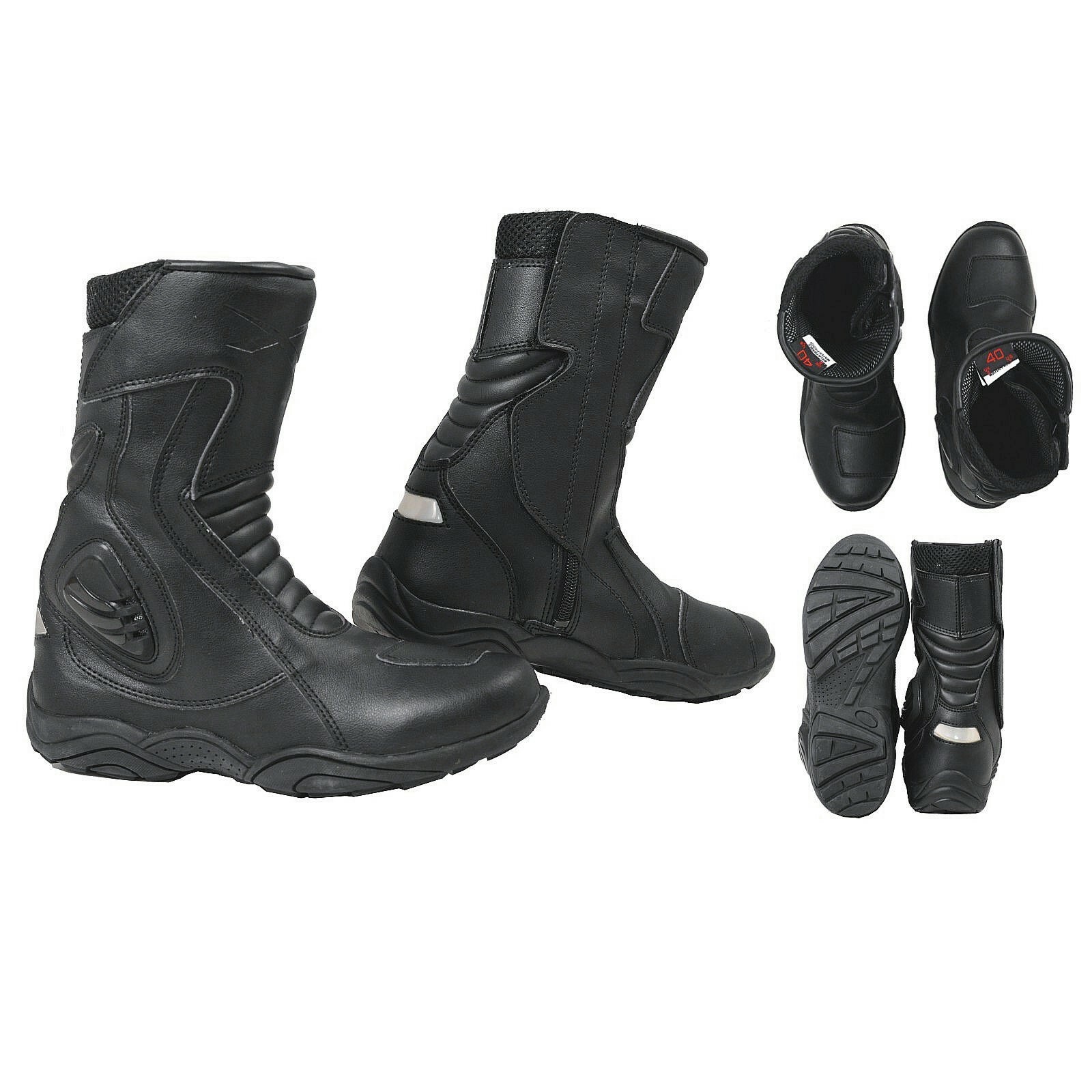 Touring Motorcycle Quad Leather Motorbike Race Road Boots Sonicmoto Black 41