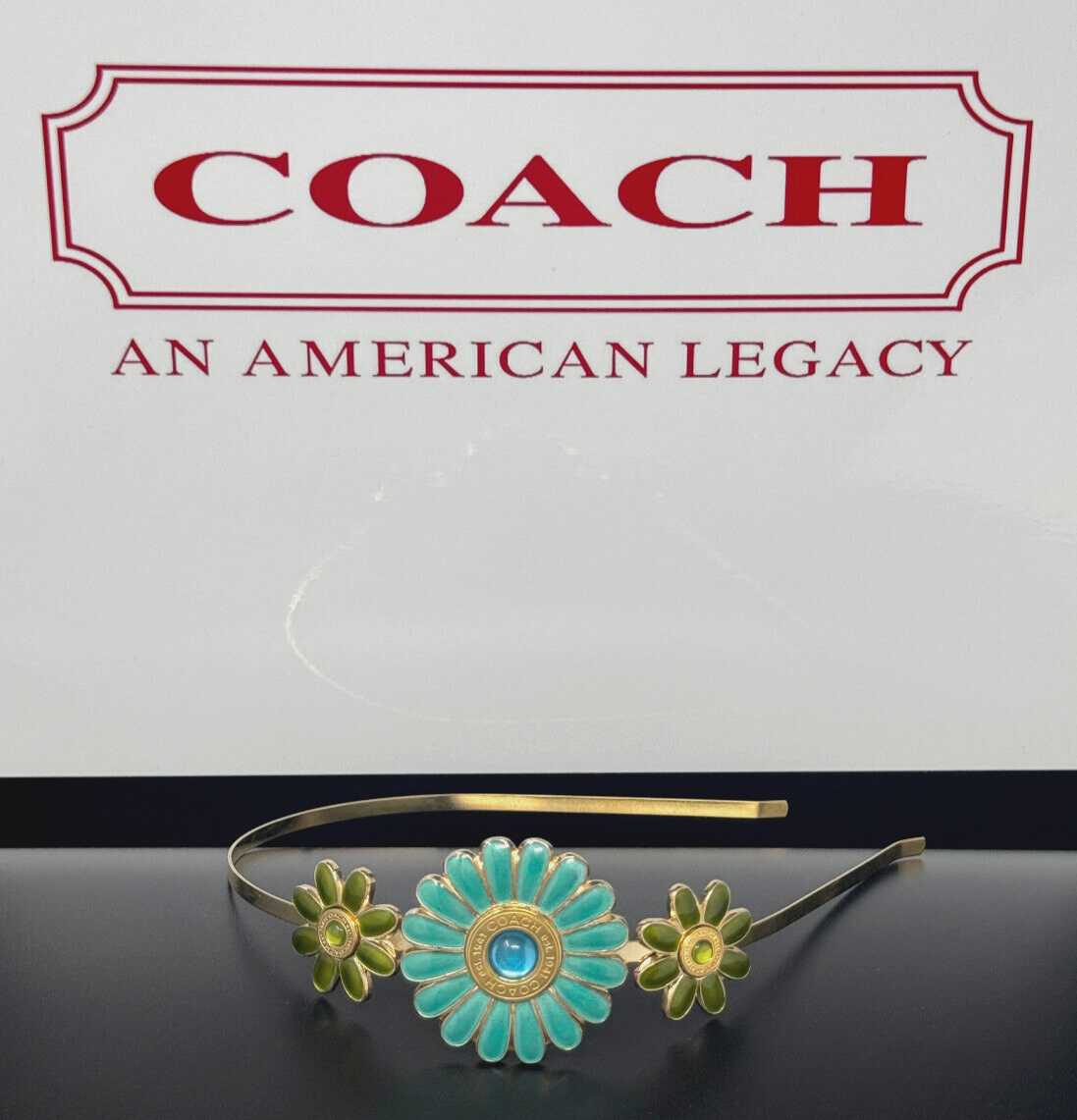 NEW COACH LTD EDITION GOLD PLATED VINTAGE DAPHINE FLOWER ENAMEL HEADBAND Amazon.com : Formery Renaissance Headpiece Women Gold Flower  main image 2