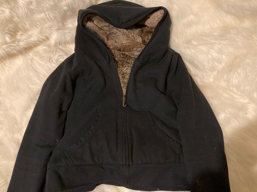 Juicy Couture Black Reversible Bodywarmer Rabbit Fur Hooded Jacket Size L Rare - Picture 5 of 16