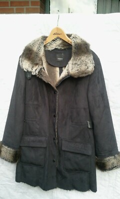DAMENJACKE VELOURLEDER-OPTIK VON FABIANI > GR.M/42 BLACK >FUR PELZ INNEN >LEICHT