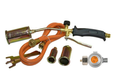 Set Gasbrenner 3 tlg. mit Druckminderer Dachbrenner Abflammgerät Brenner