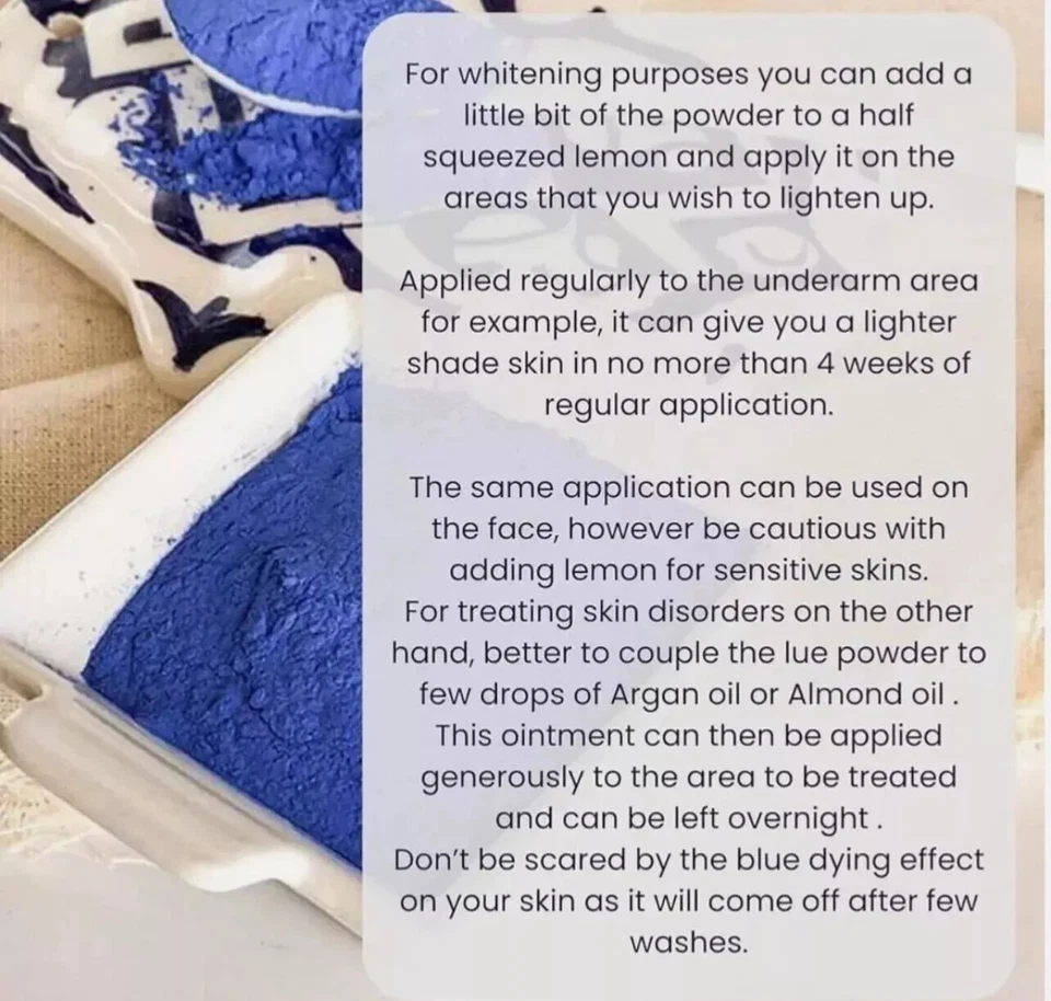 100% Authentic Moroccan Blue Nila Powder For Whitening | 10-150 g | نيله مغربية - Image 3 of 4