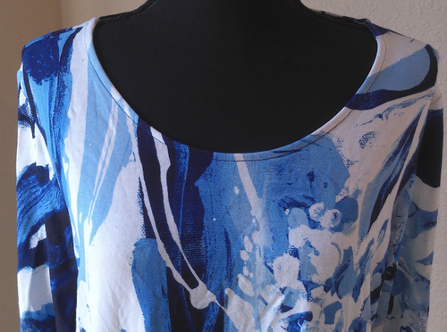 CLAIRE DESJARDINS WOMENS 3/4 LENGTH SLEEVE BLUE & WHITE TOP SIZE LARGE - Picture 3 of 4