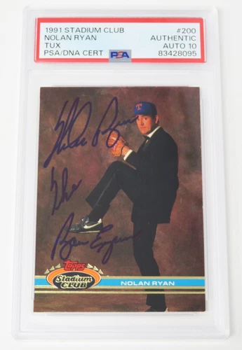 Nolan Ryan HOF Signed Autograph 1991 Topps Stadium Club Tux Card 200 PSA 10 Auto