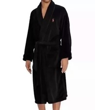 Polo Ralph Lauren Men's Black Red Horse Sleepwear Fleece Lounge Robe S/M