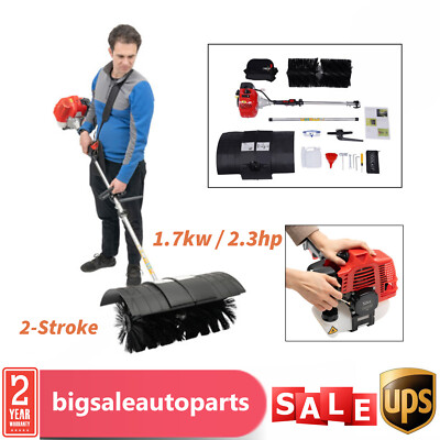 #ad Heavy Duty 2.3HP Power Sweeper 52cc Handheld Gas Powered Broom Snow Dirt Walkway $214.66