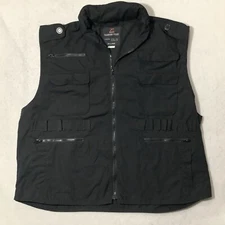 Rothco Ranger Vest Black XXL Military Tactical With Hood Full Zip Sleeveless