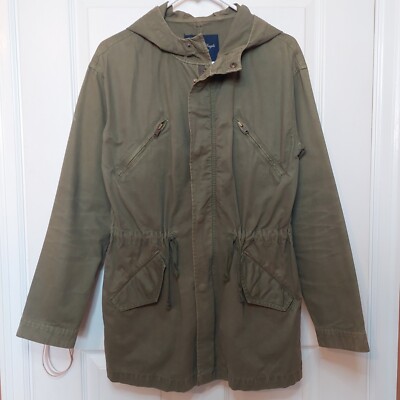 American Eagle Army Green Military Lightweight Parka Jacket Cinch