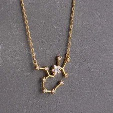 Zodiac Constellation Necklace with Crystals, Celestial Jewelry, Astrology Gift