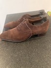 Gaziano Girling Cliff Deco Derby Shoes Brown Suede Oak Sole UK 10 E US 10.5E