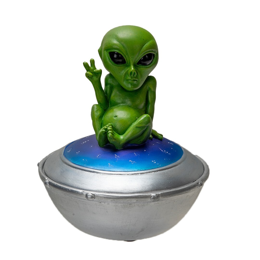 PT Pacific Giftware Green Alien on UFO Trinket Box | eBay