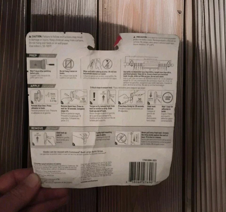 Command Brushed Nickel Curtain Rod Hooks, 2 Hooks, 2 Strips - Image 3 of 3