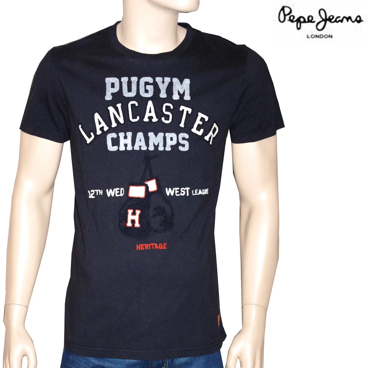T-shirt PEPE Jeans Homme – Rouge, Coton Slim, Taille L, Design Graphique